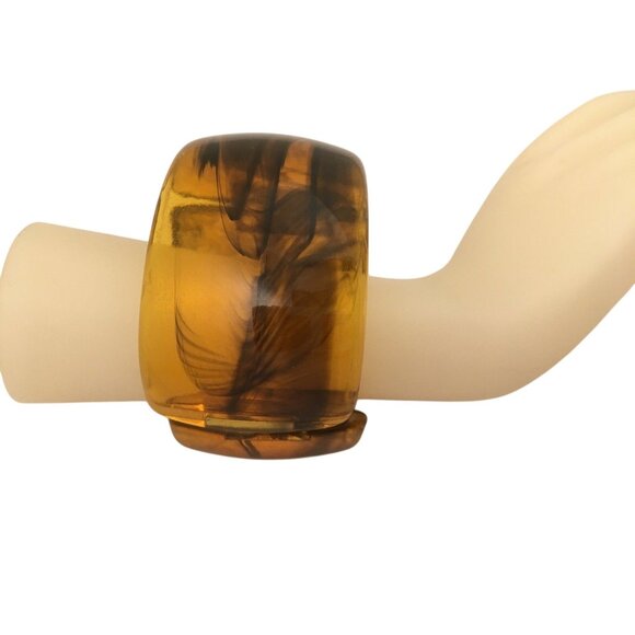 Plastic Vintage Jewelry Translucent Resin Cuff Bangle Hinged Bracelet - Picture 8 of 16